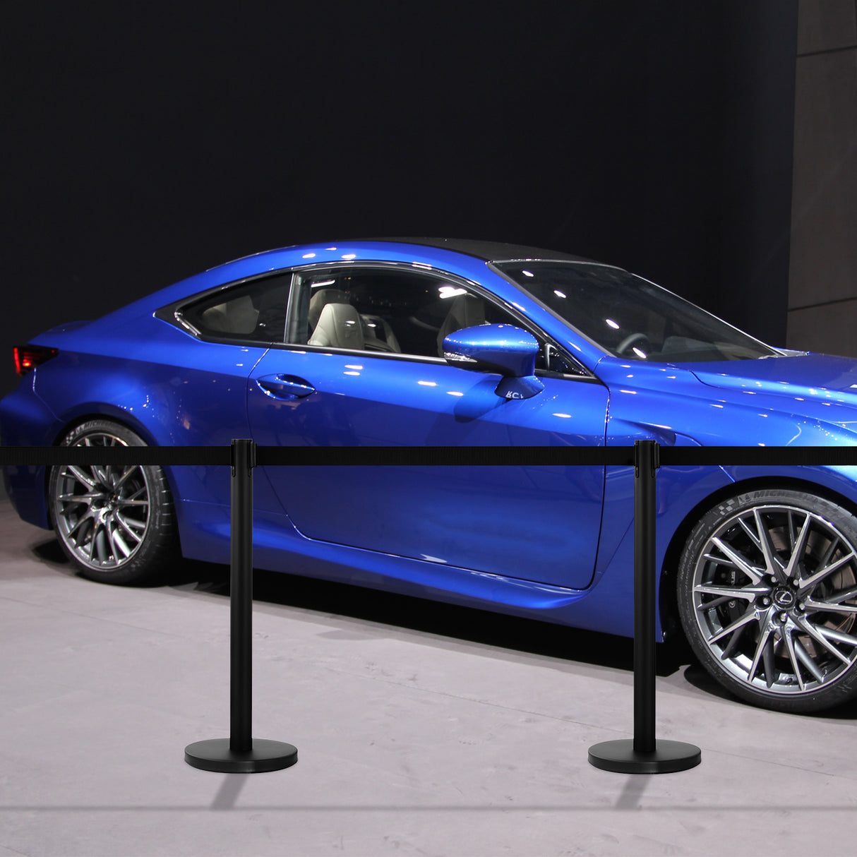 easycomfort easycomfort colonnine separacode colonnina segnapercorso con nastro nero in acciaio inox 200x32x90cm