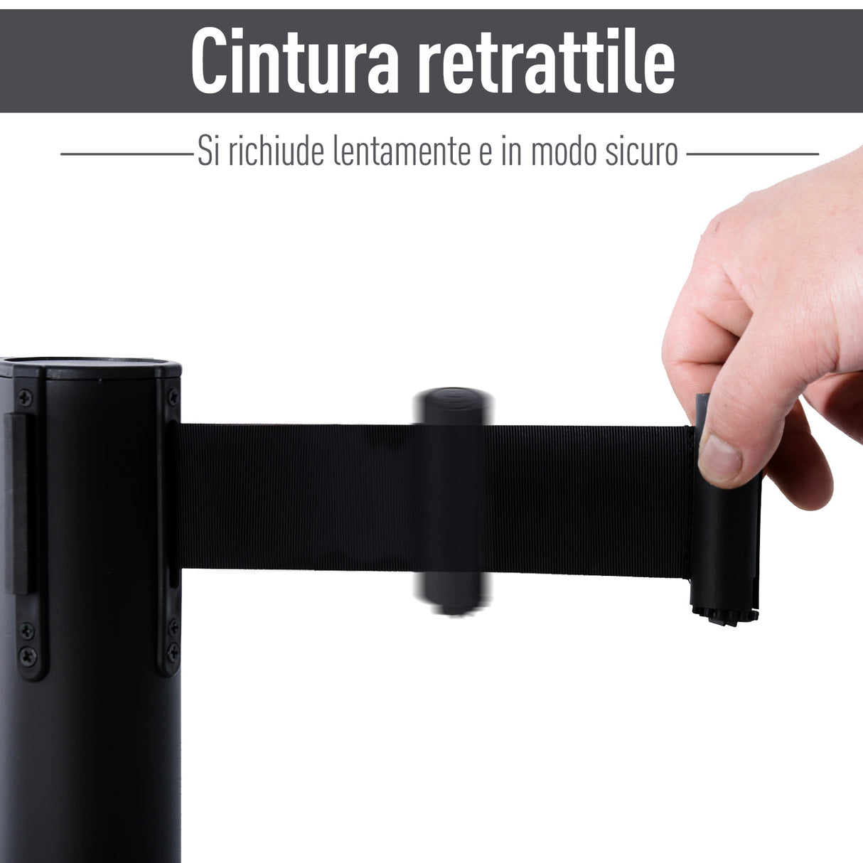 easycomfort easycomfort colonnine separacode colonnina segnapercorso con nastro nero in acciaio inox 200x32x90cm