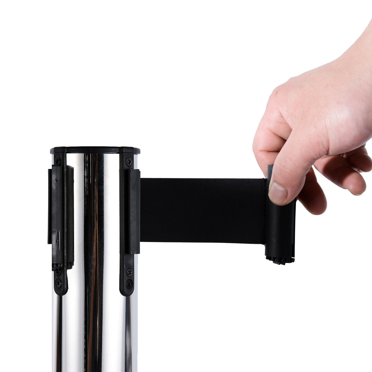 easycomfort easycomfort colonnine segnapercorso con nastri neri di 2m separa in acciaio inox e nylon 200x32x90cm