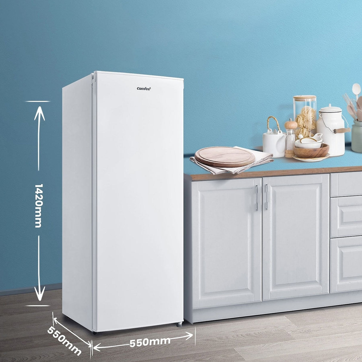 comfee congelatore verticale comfee rcu219wh2 160 litri classe e a142xl55xp55 bianco