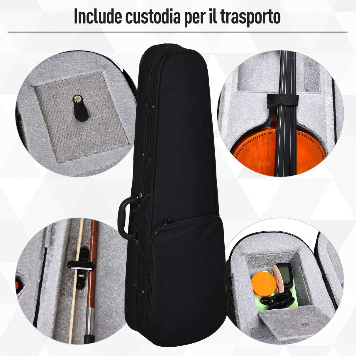easycomfort easycomfort violino 44 per adulti con accessori inclusi custodia archetto corde ponticello accordatore 58 5 x 21 5 x 7cm
