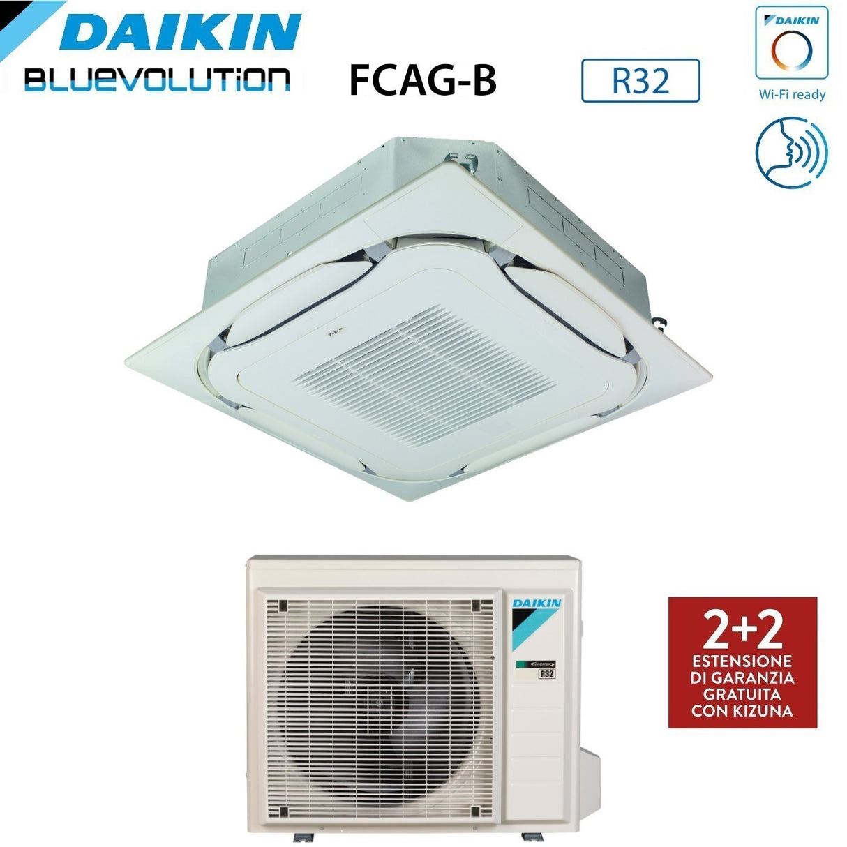 climatizzatore condizionatore daikin bluevolution a cassetta round flow 21000 btu fcag60b r 32 wi fi optional con comando a filo e griglia garanzia italiana