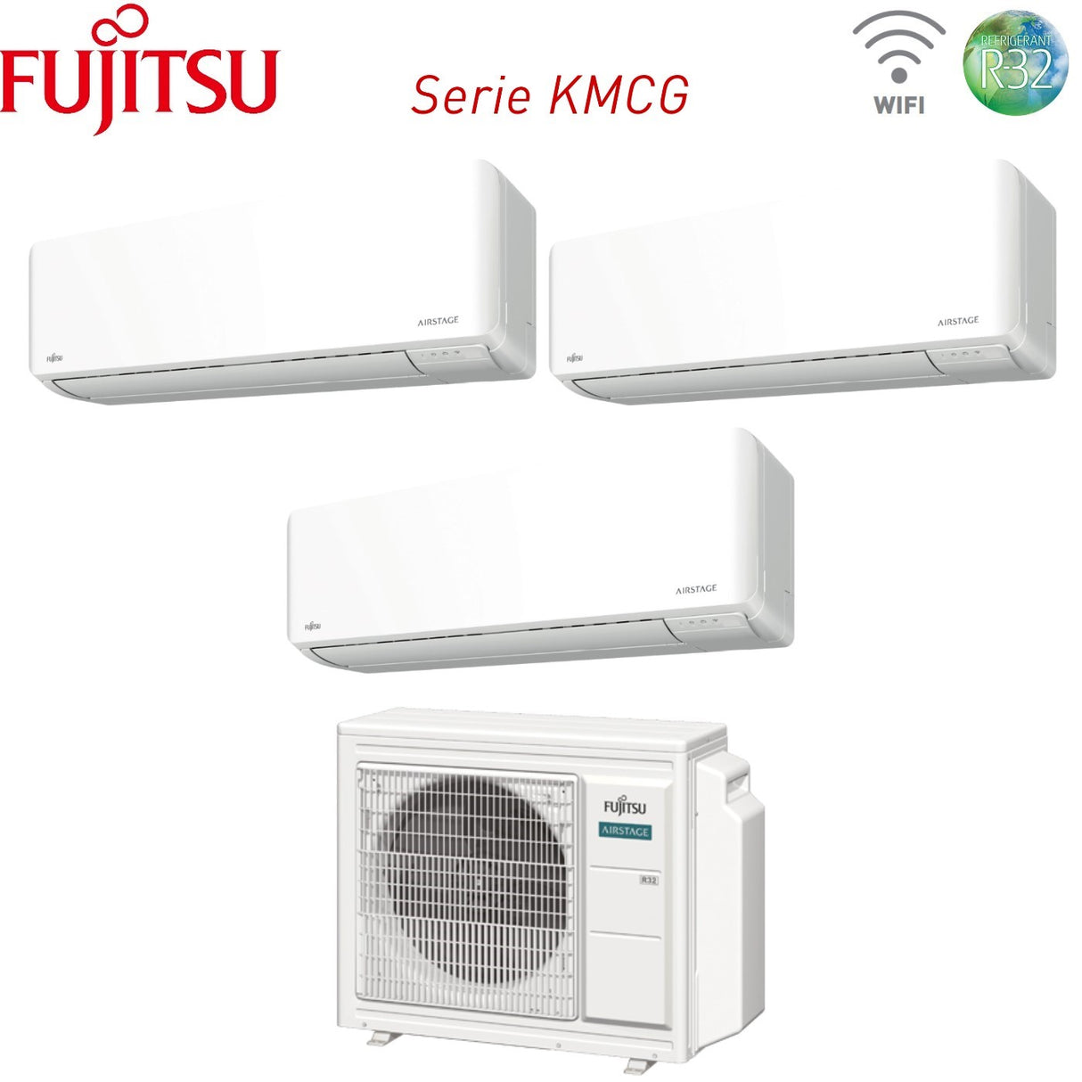 climatizzatore condizionatore fujitsu trial split inverter serie km 7_9_14 con aoyg18kbta3 r 32 wi fi integrato 7000_9000_14000