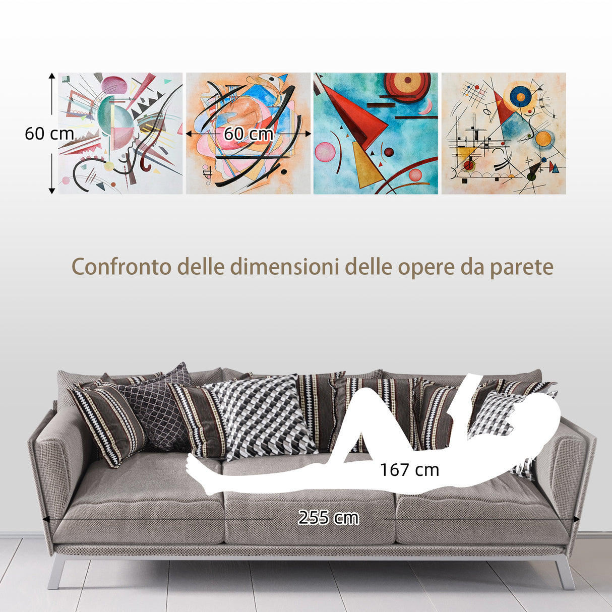 easycomfort easycomfort stampa su tela astratta in legno di pino 4 pezzi 60x60cm per casa e ufficio multicolore