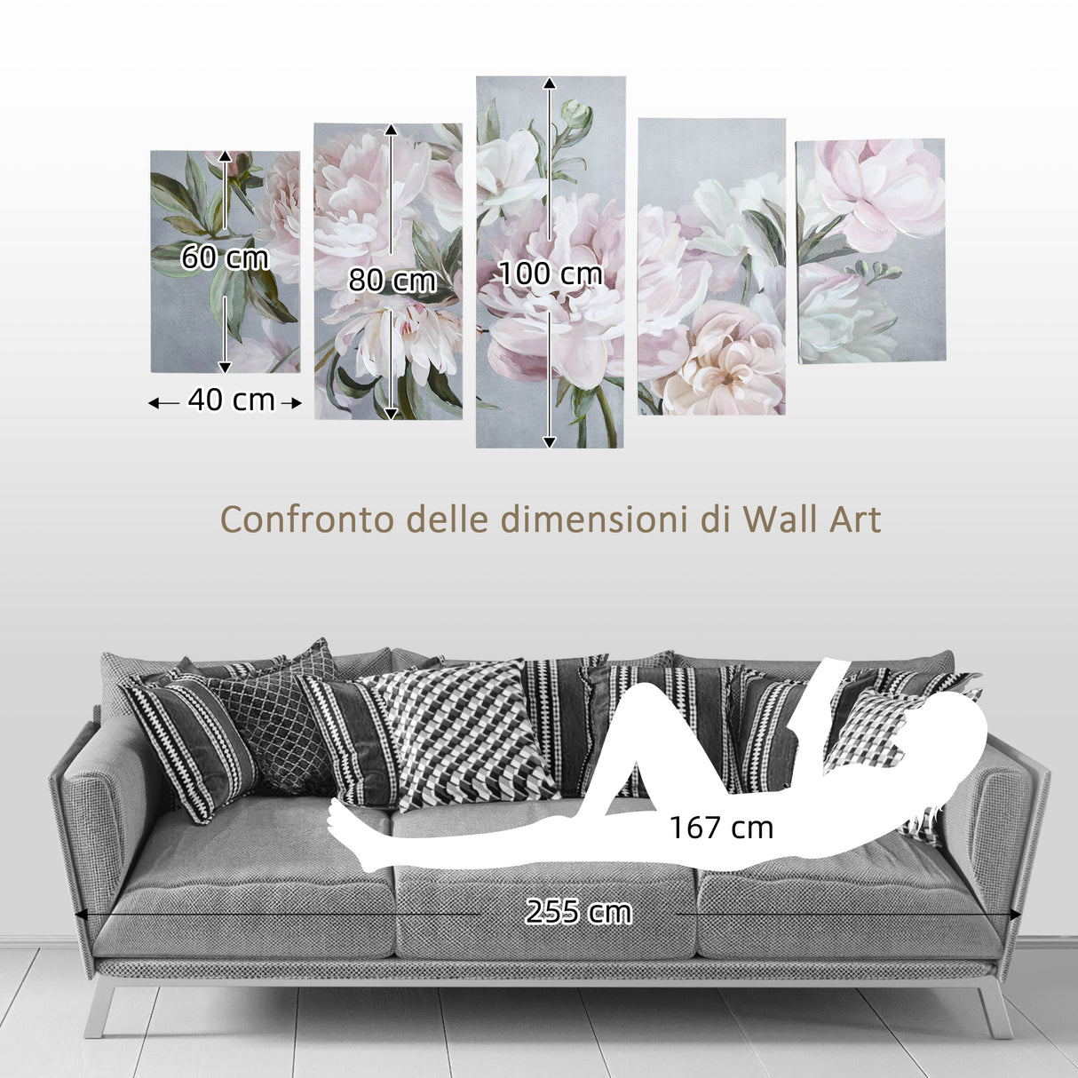 easycomfort easycomfort stampa su tela con peonie 5 pezzi per casa e ufficio tela in legno di pino e vernice ad acqua 200x100cm multicolore