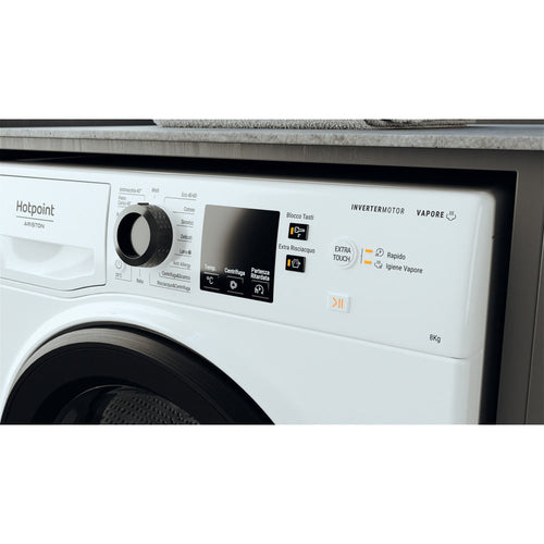 hotpoint lavatrice a carico frontale hotpoint ariston active nf825wk it 8 kg classe b 1200 giri a85xl595xp605 motore inverter igiene vapore bianco ean 8050147656532