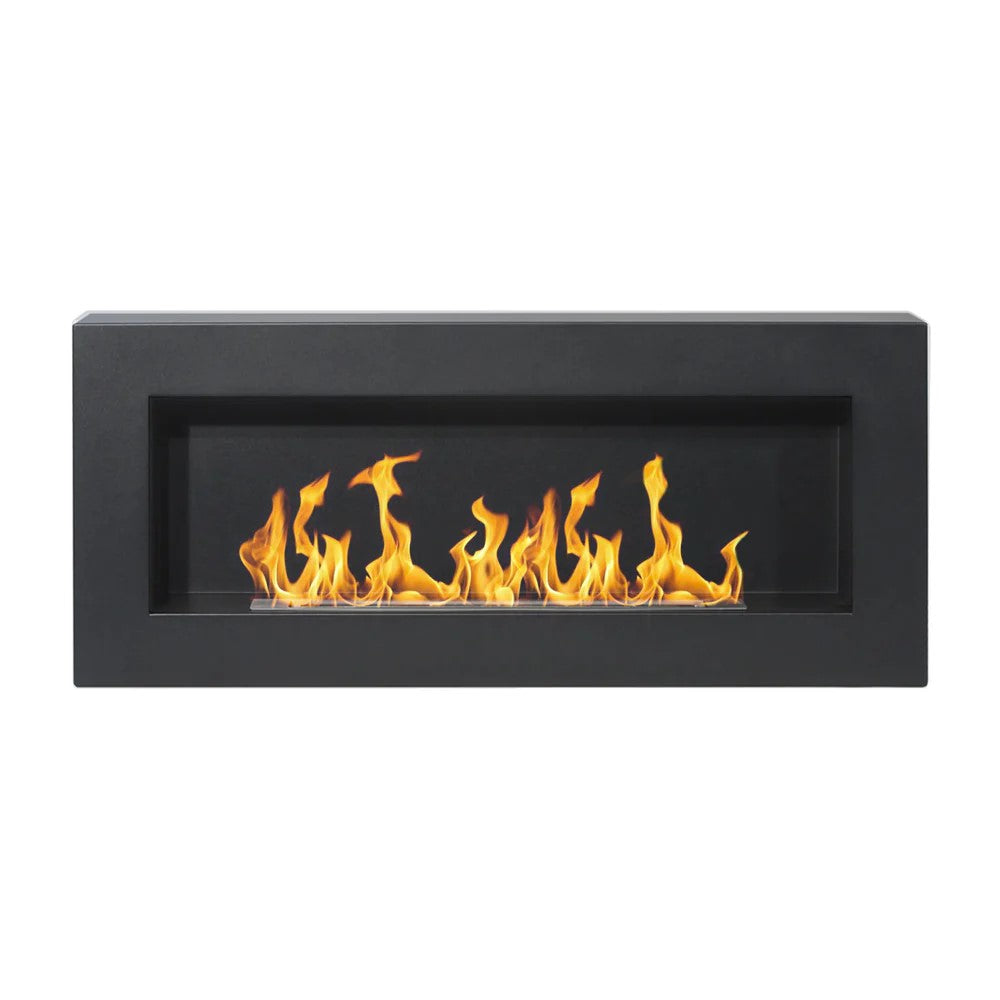 camino a bioetanolo biocamino da parete siena nero l 90 x p 12 x h 40