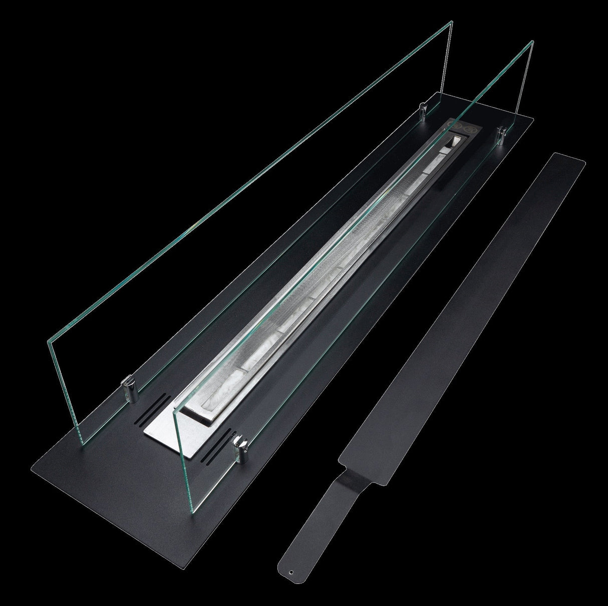 bruciatore per camino a bioetanolo biocamino in acciaio con vetri da 100 cm