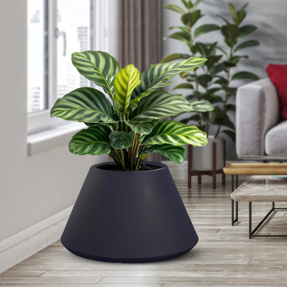 divina garden vaso in resina da esterno interno per piante tondo conico design d 60x35h stromboli antracite