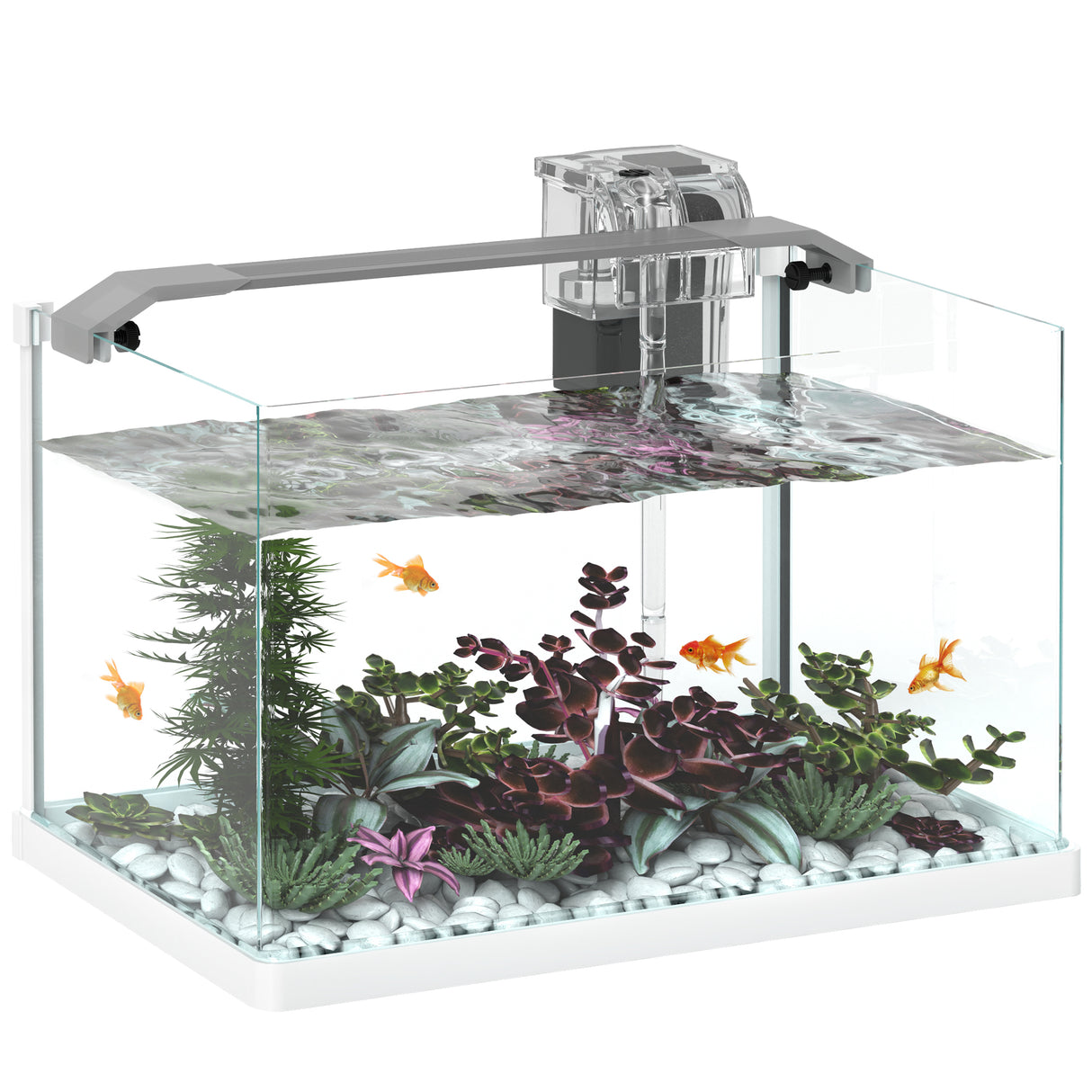 easycomfort easycomfort acquario in vetro con luci led da 20l filtro e pompa dacqua 38x26x27 cm bianco