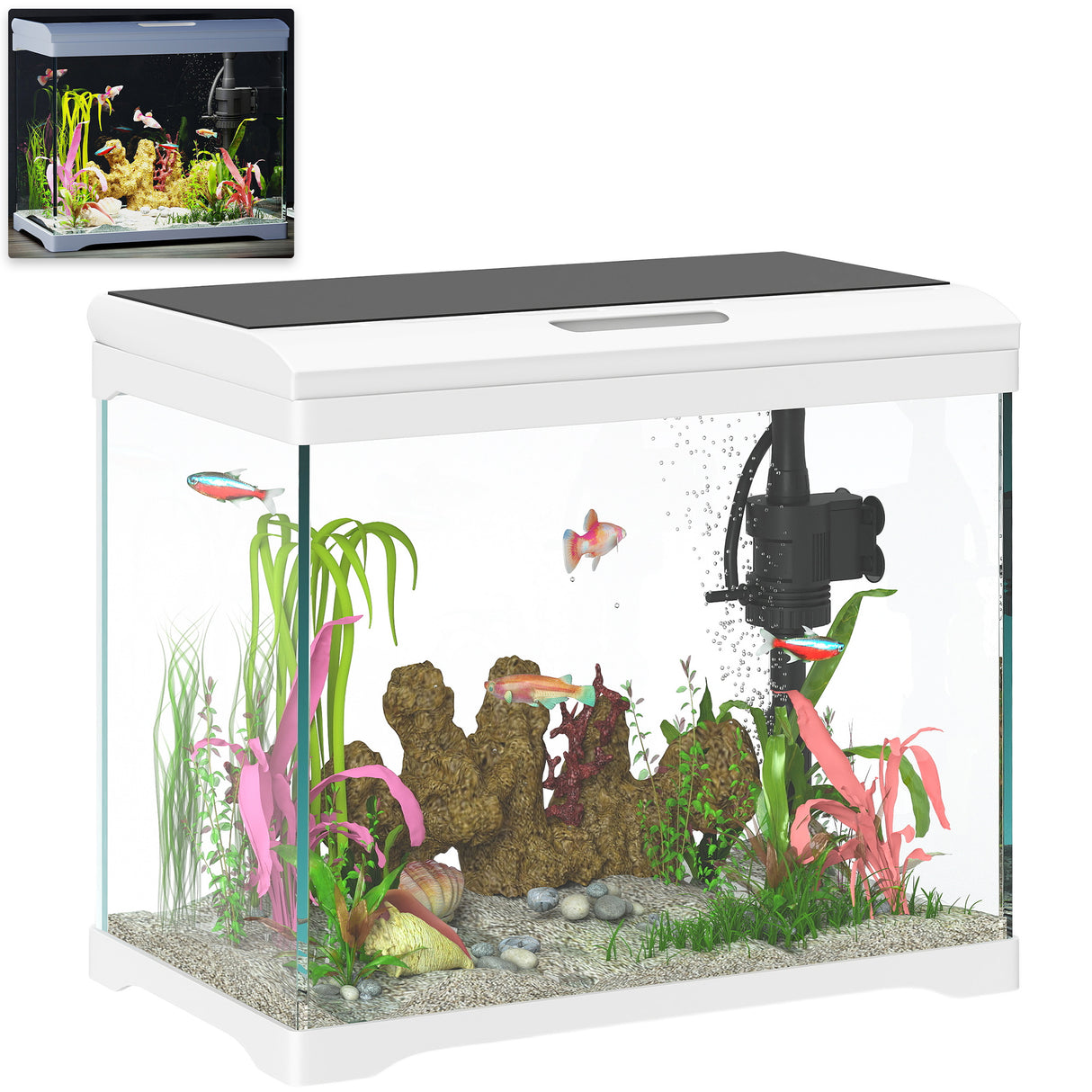 easycomfort easycomfort acquario per pesci rossi 17l con luci led pompa dacqua e sistema di filtraggio 35x21x31 cm bianco