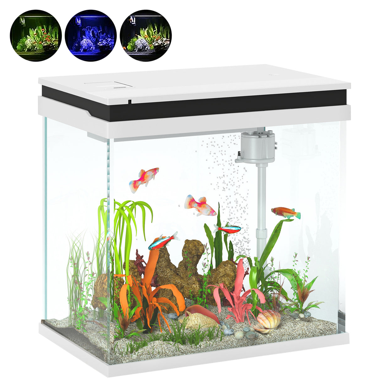easycomfort easycomfort acquario per pesci rossi 26l con luci led sistema di filtraggio e pompa dacqua 38x26x38 cm bianco