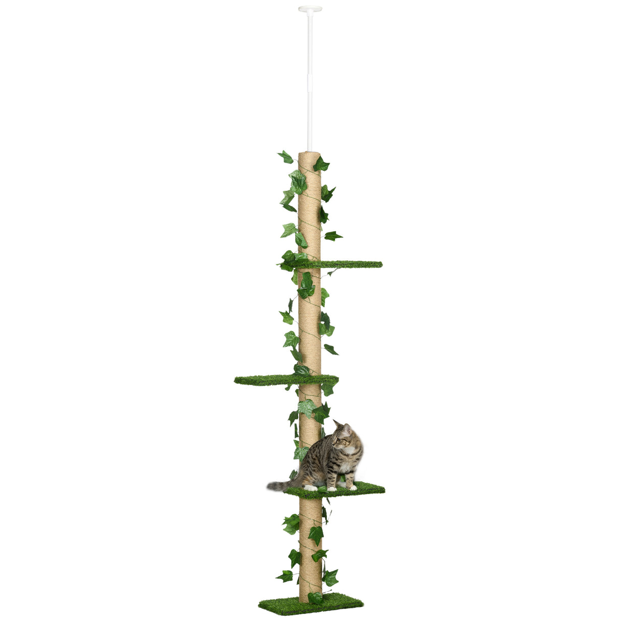 easycomfort easycomfort albero tiragraffi per gatti a soffitto alto 202 242 cm regolabile con asta di tensione verde