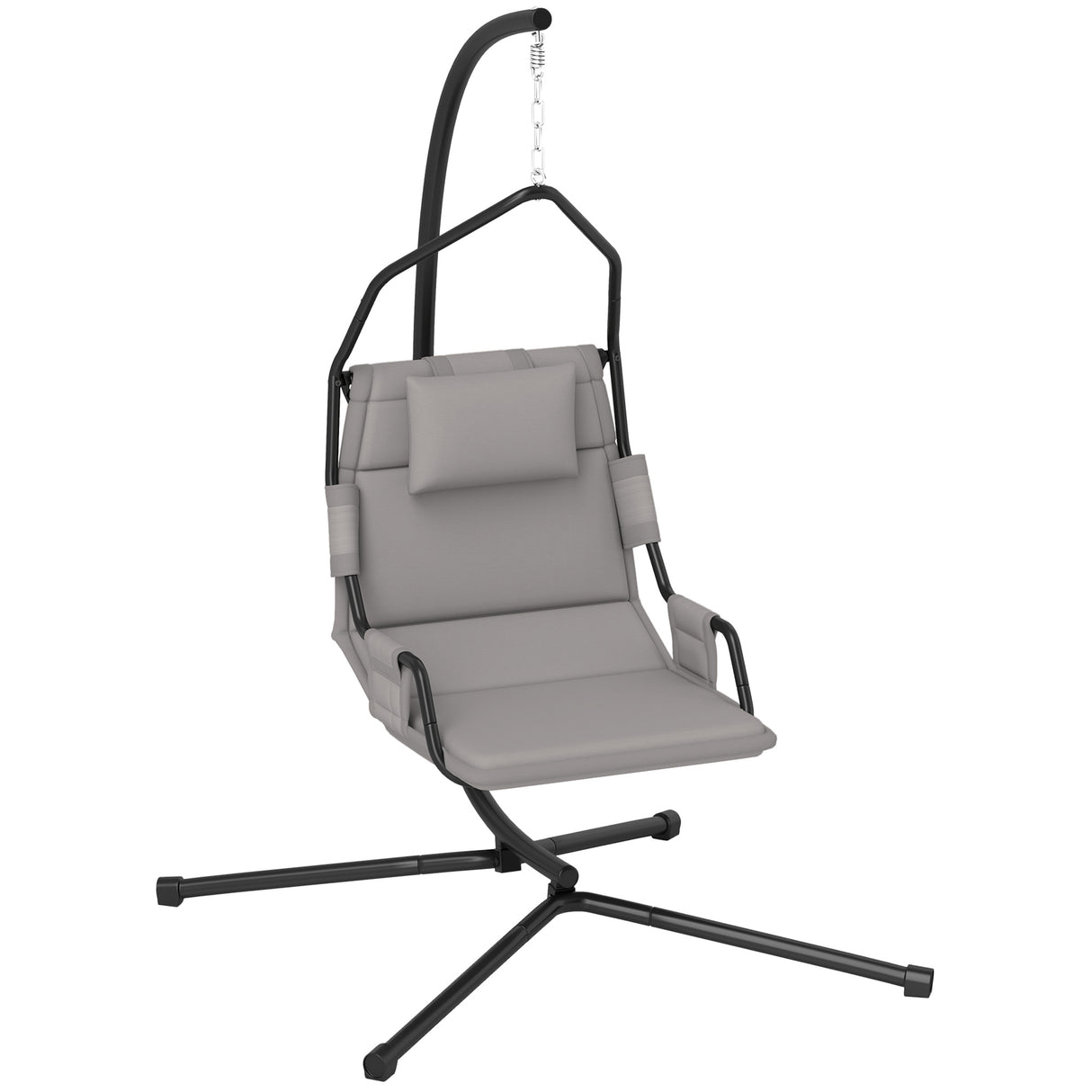 easycomfort easycomfort amaca a dondolo imbottita con cuscino gancio e catena in acciaio e poliestere 118x98x192 cm grigio e nero