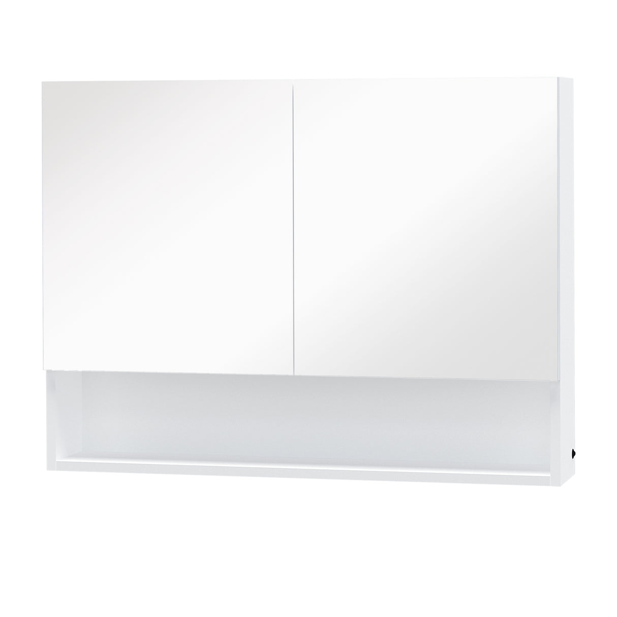 easycomfort easycomfort armadietto con specchio a muro luci a led ripiano aperto e ripiano interno 80x15x60cm