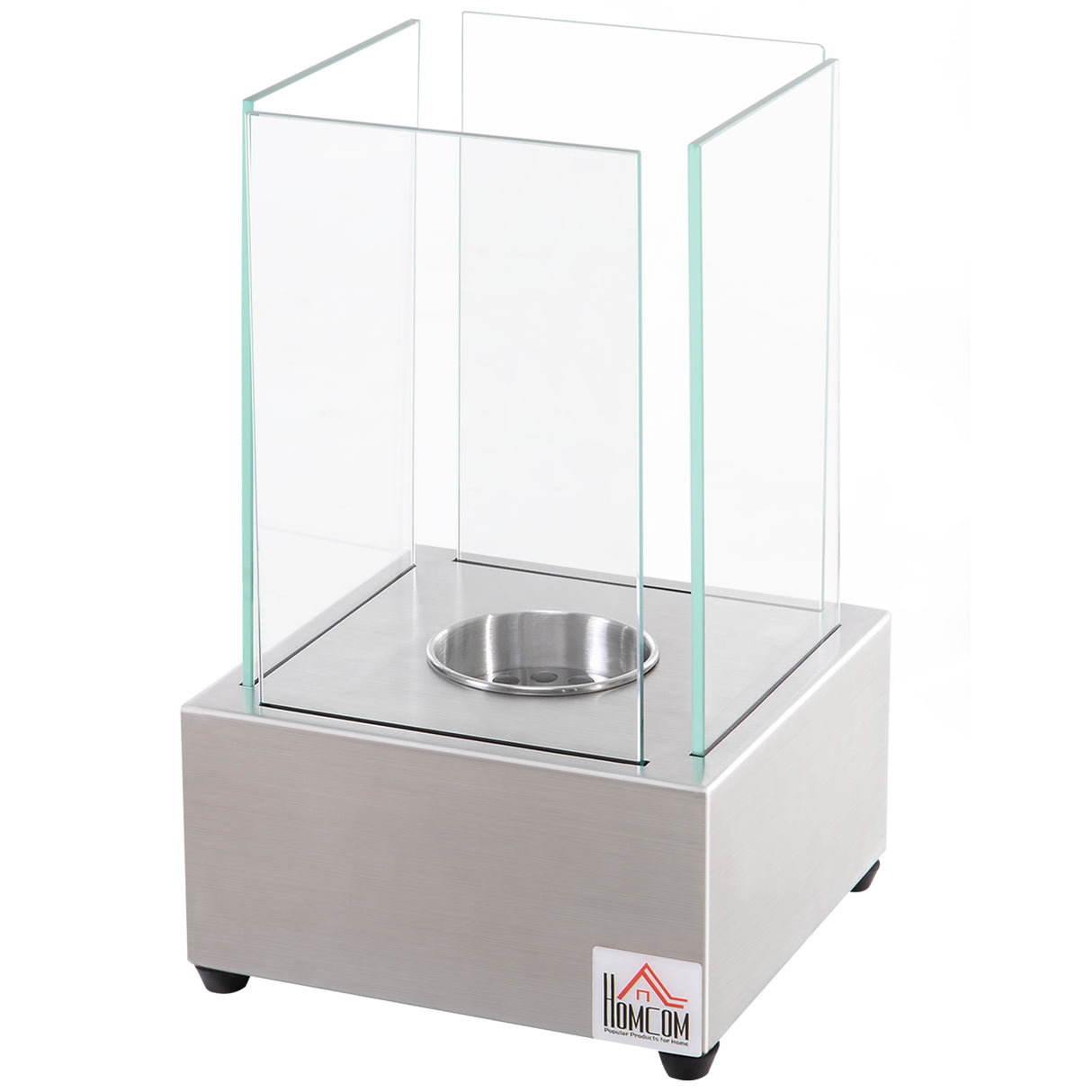 easycomfort easycomfort camino a bioetanolo da tavolo con bruciatore da 0 4l biocamino in acciaio e vetro per interni ed esterni 20x20x33cm argento