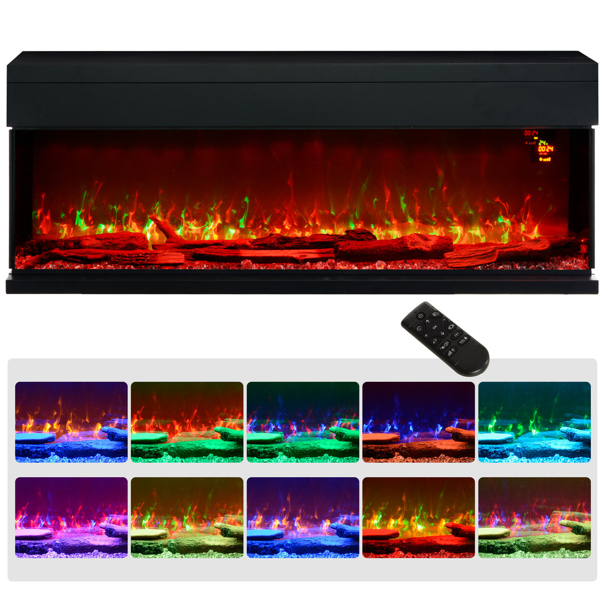 easycomfort easycomfort camino elettrico da incasso e parete 1800w con fiamme colorate led regolabili temperatura fino 40c nero