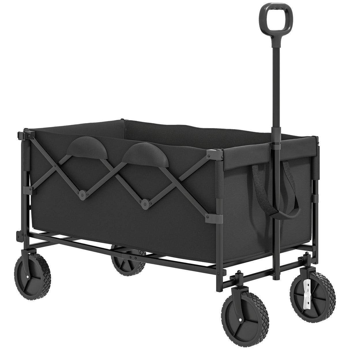 easycomfort easycomfort carrello da giardino 160l pieghevole con manico regolabile capacita 100 kg 95x55x102 cm nero