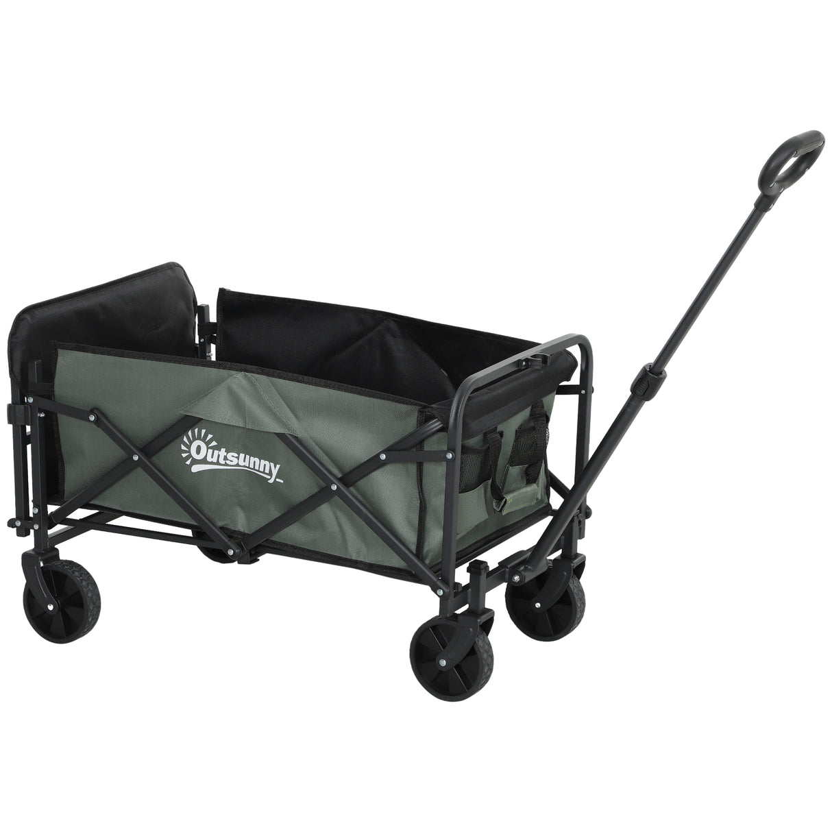easycomfort easycomfort carrello da giardino da 72l pieghevole con pannello apribile in acciaio e poliestere 114x46x65 92 cm verde