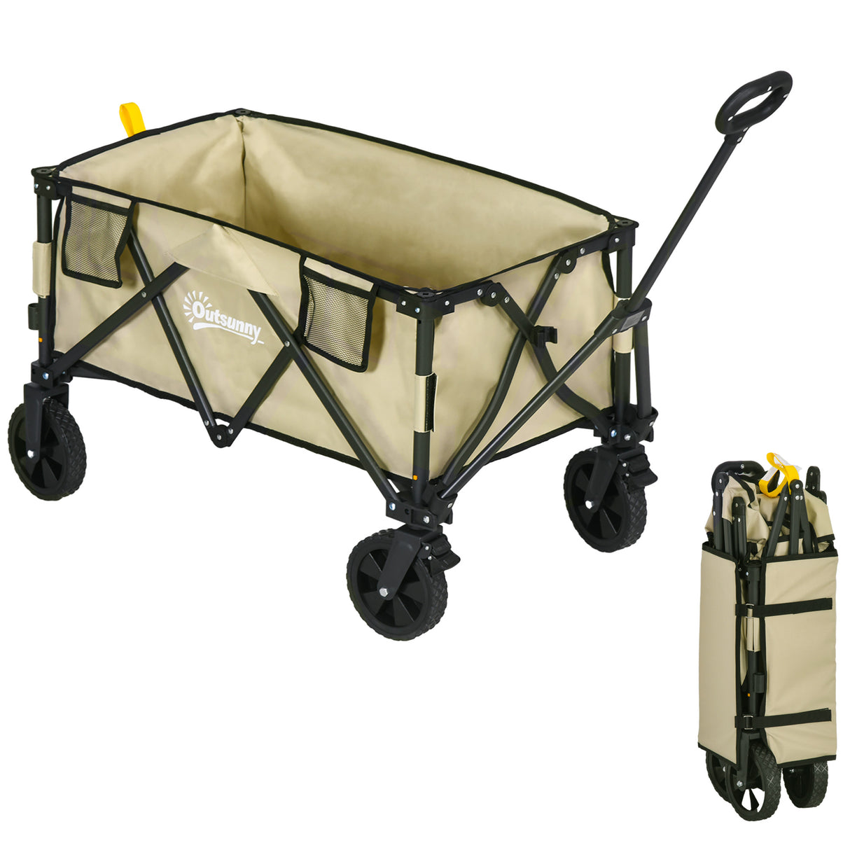 easycomfort easycomfort carrello da giardino pieghevole da 78l in acciaio tessuto oxford e plastica 105x52x70 110 cm color kaki
