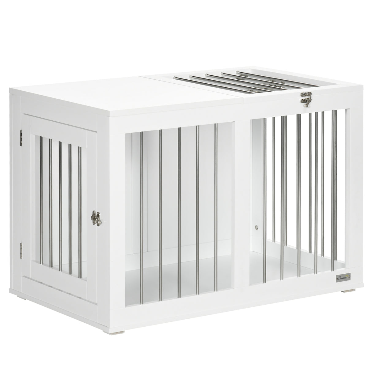 easycomfort easycomfort casetta per cani taglia media con 2 porte bloccabili gabbia in acciaio e mdf 80x50x56 5 cm bianco