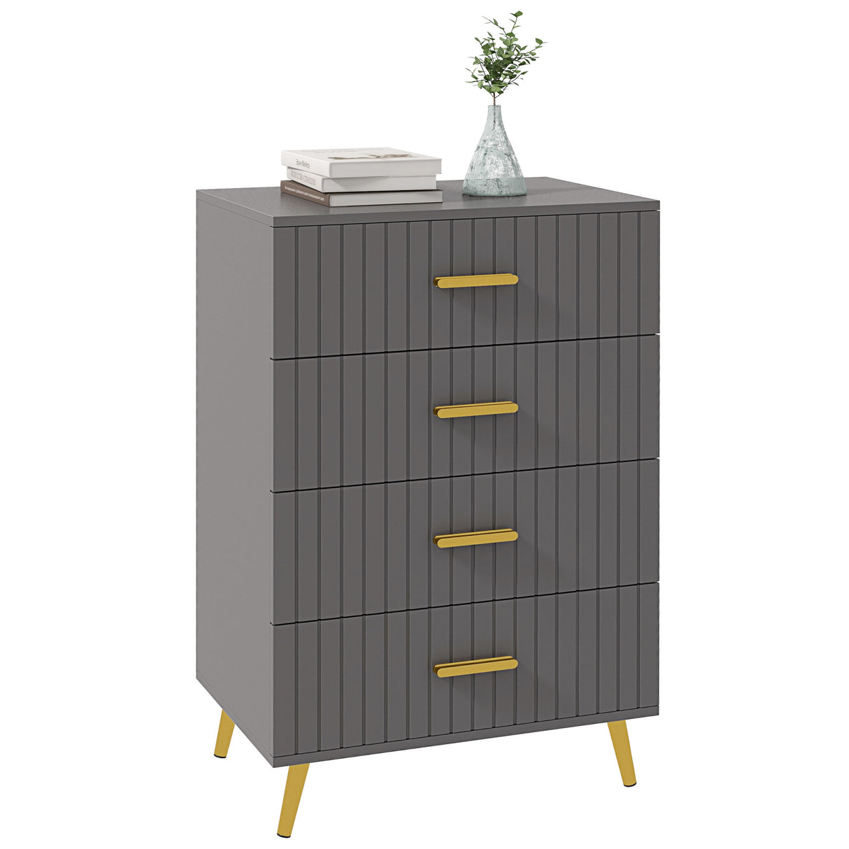 easycomfort easycomfort cassettiera 4 cassetti moderna in legno e alluminio 60x40x90 cm oro e grigio scuro