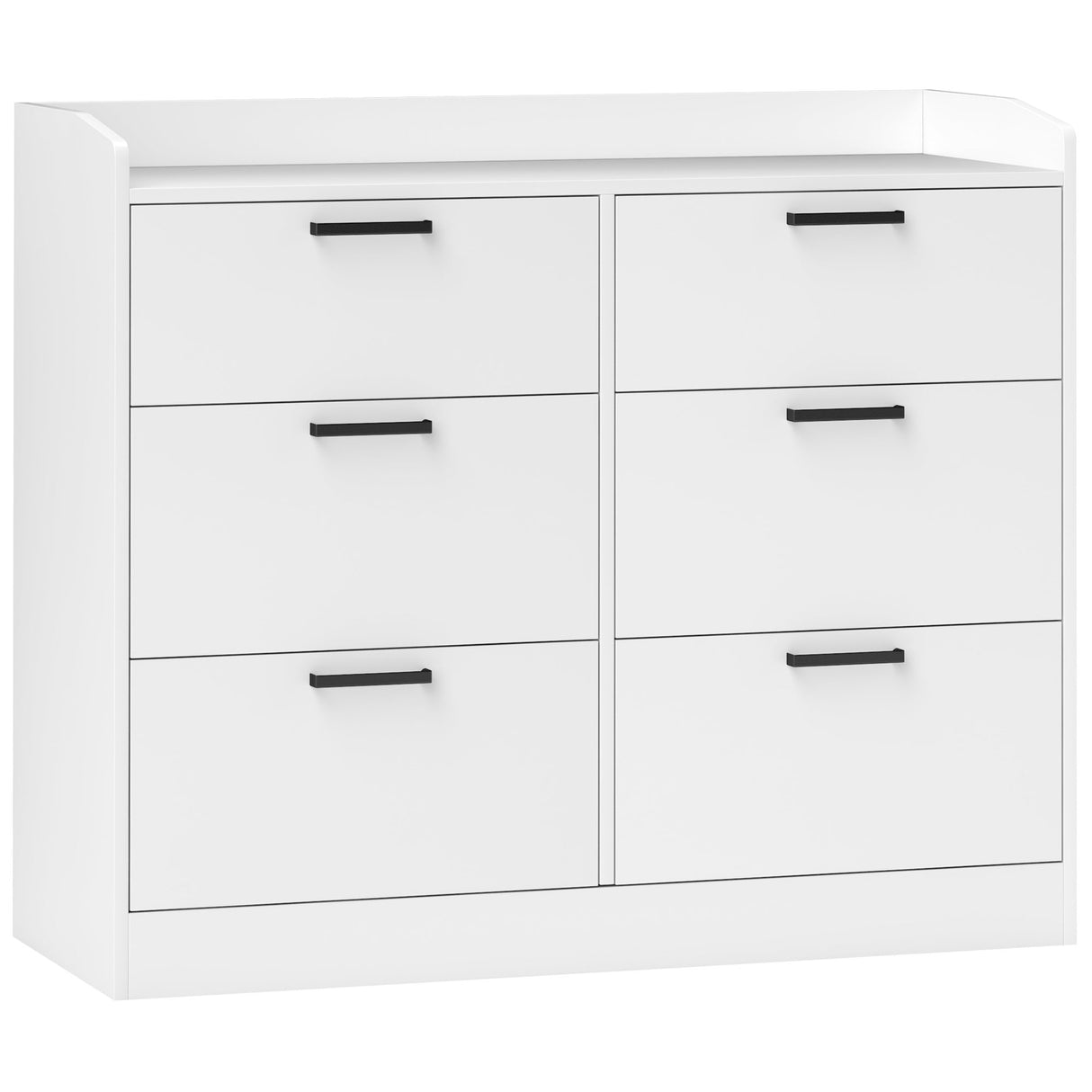 easycomfort easycomfort cassettiera 6 cassetti in legno con bordi rialzati e maniglie a u 110x40x88 cm bianco