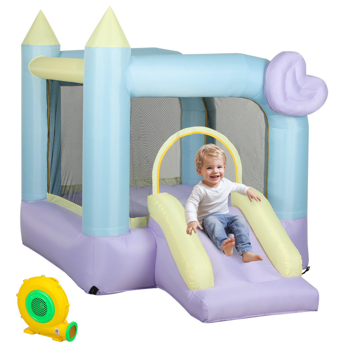 easycomfort easycomfort castello gonfiabile per bambini 3 8 anni con soffiatore scivolo e area di salto picchetti e borsa