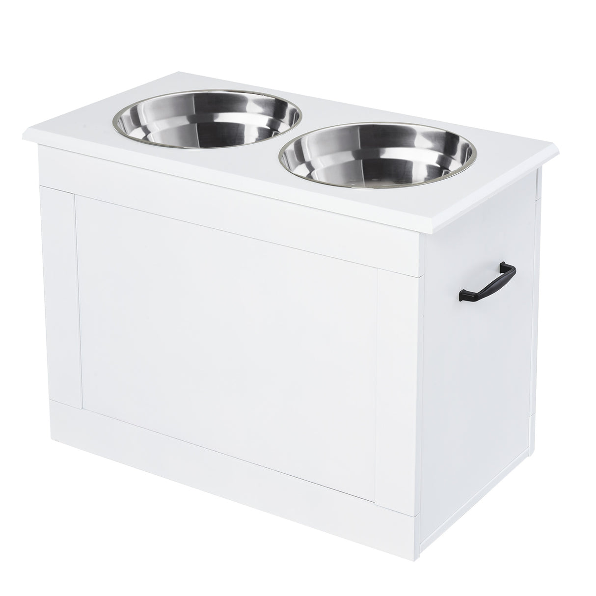 easycomfort easycomfort ciotole rialzate per cani grandi supporto in mdf con 2 ciotole in acciaio inox 60x30x41 cm bianco