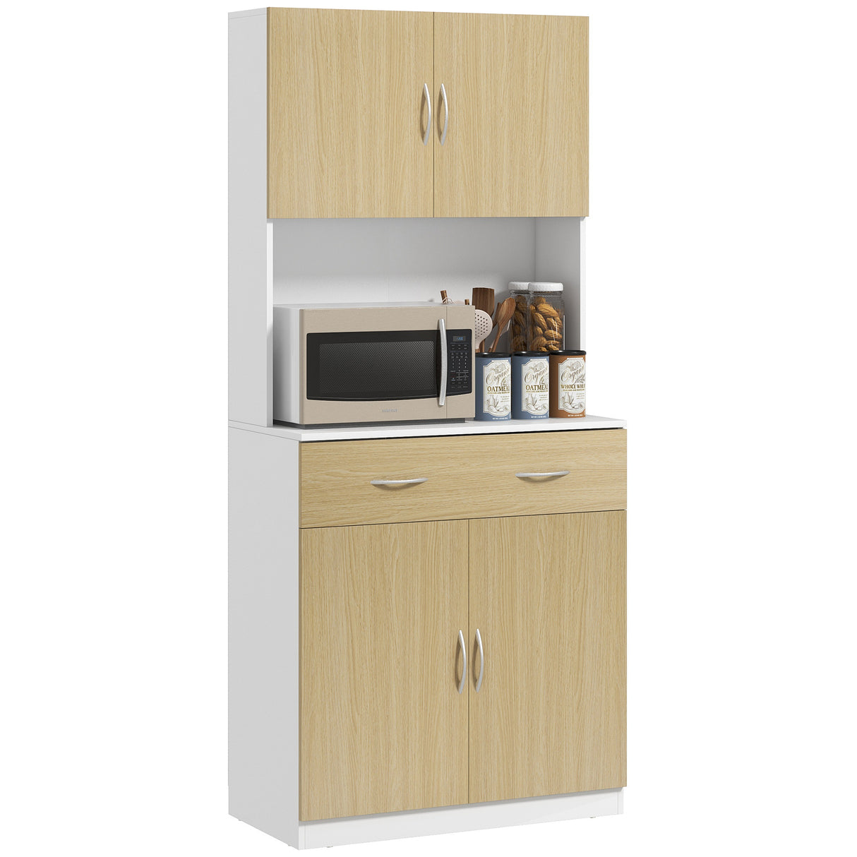 easycomfort easycomfort credenza cucina con armadietti a 2 ante e cassetto 80x40x180cm colore legno