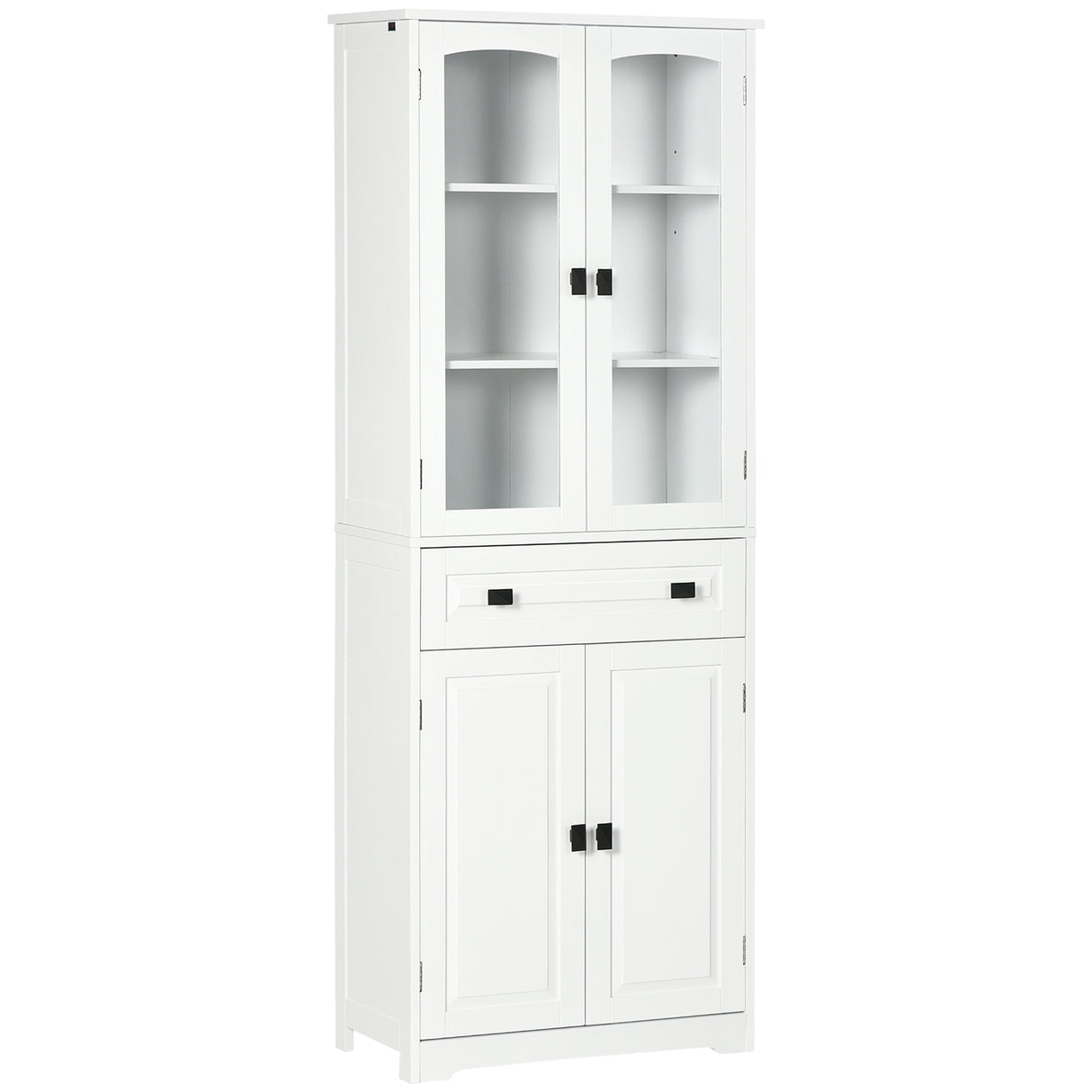 easycomfort easycomfort credenza da cucina alta con 2 armadietti e cassetto ante a vetri e ripiani regolabili 60x30x160cm bianco