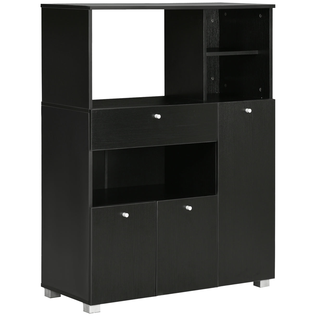 easycomfort easycomfort credenza da cucina in legno per microonde con armadietti mensole e cassetto 90x40x120 cm nero