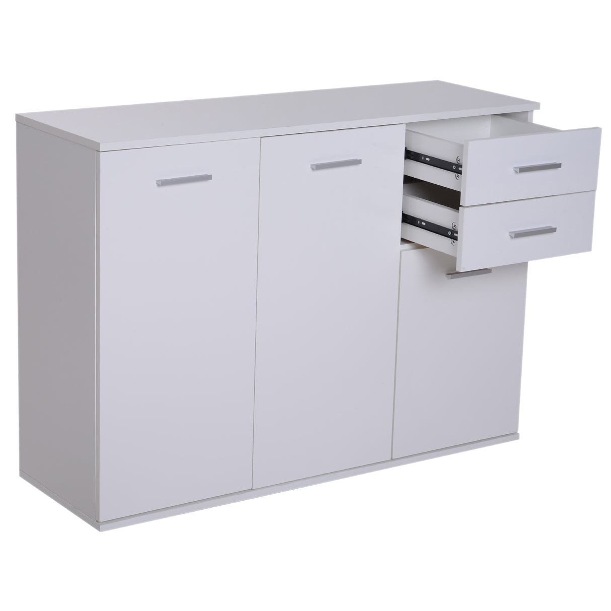 easycomfort easycomfort credenza soggiorno con 3 armadietti e 2 cassetti madia soggiorno moderna salvaspazio con ripiano regolabile in legno 106x35x76 cm bianco ean 8054111847575