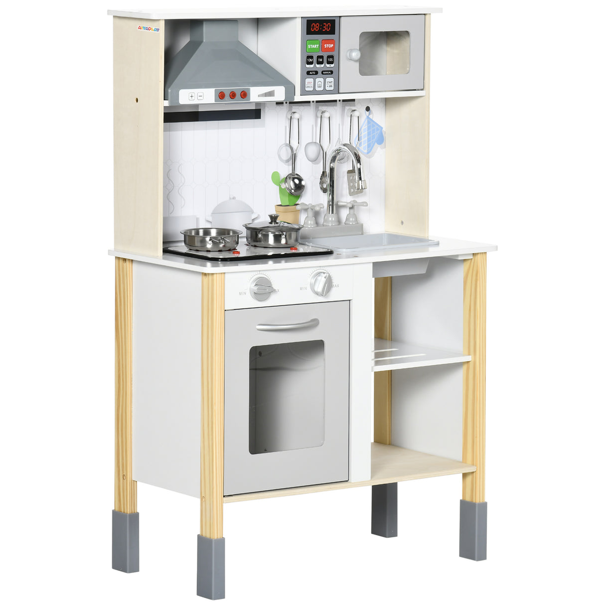 easycomfort easycomfort cucina giocattolo per bambini con altezza regolabile suoni luci e utensili in mdf e pp 60x30 5x93 2 cm