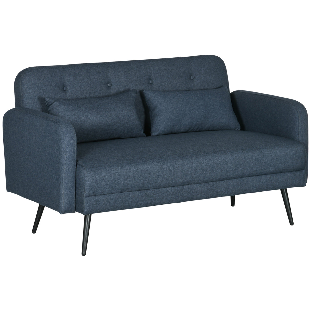 easycomfort easycomfort divano 2 posti con rivestimento in tessuto e 2 cuscini 135x74x82cm blu scuro