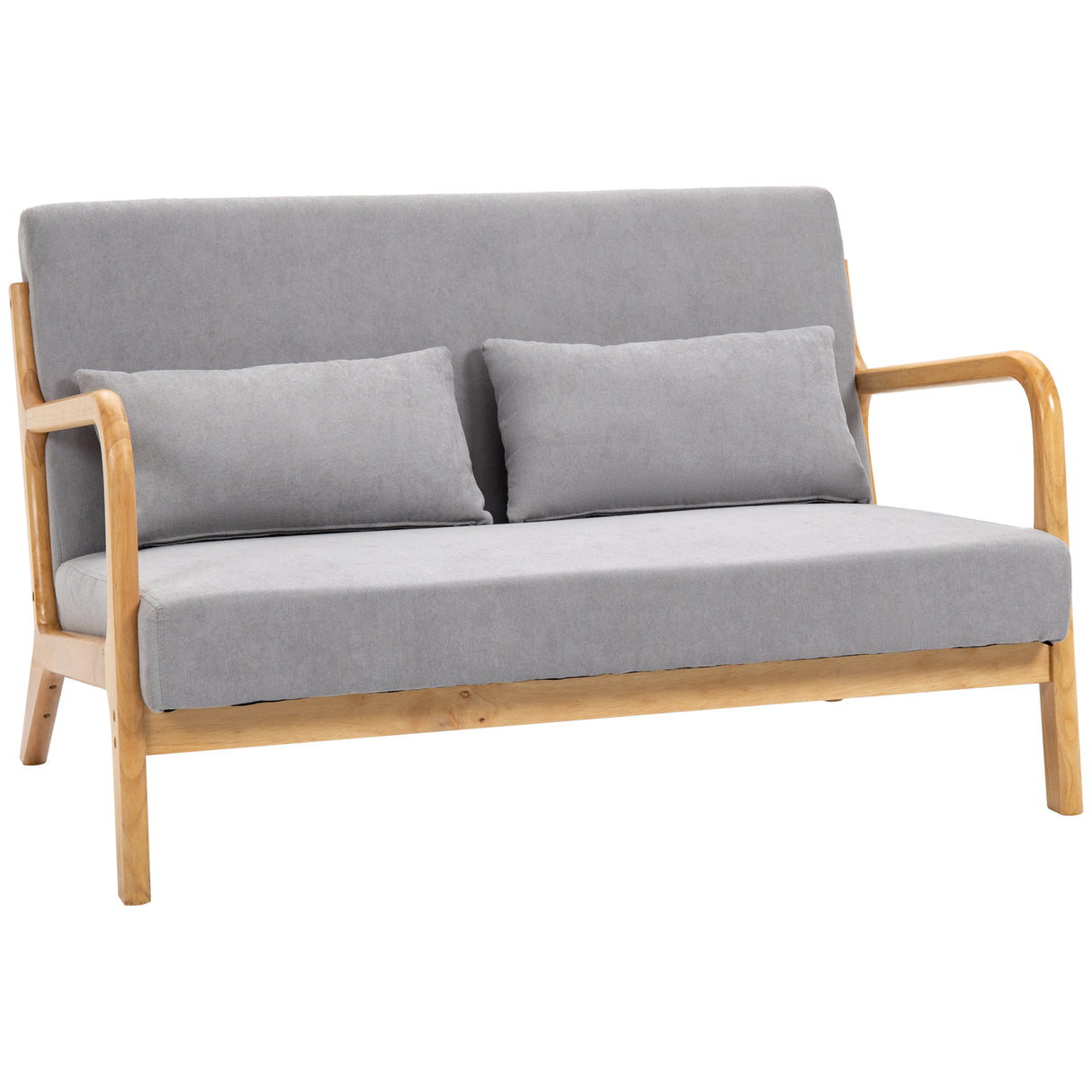 easycomfort easycomfort divano 2 posti moderno in legno con cuscini seduta imbottita e tessuto effetto velluto 122x80x72 cm grigio