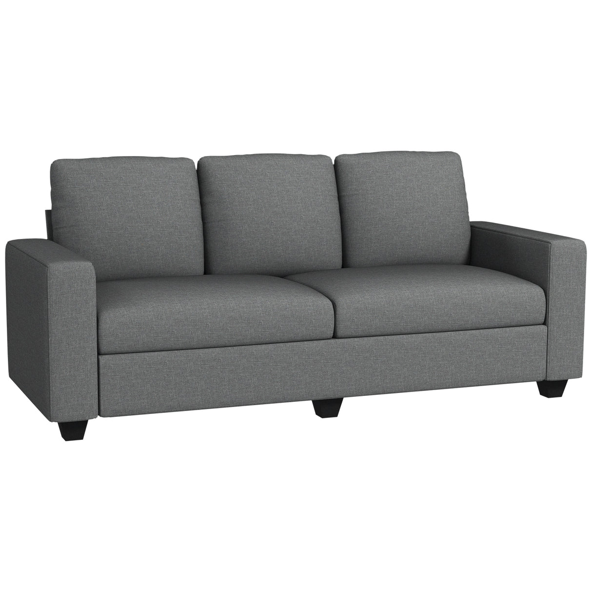 easycomfort easycomfort divano 3 posti in tessuto con cuscini imbottiti e rivestimento effetto lino 237x94x102cm grigio