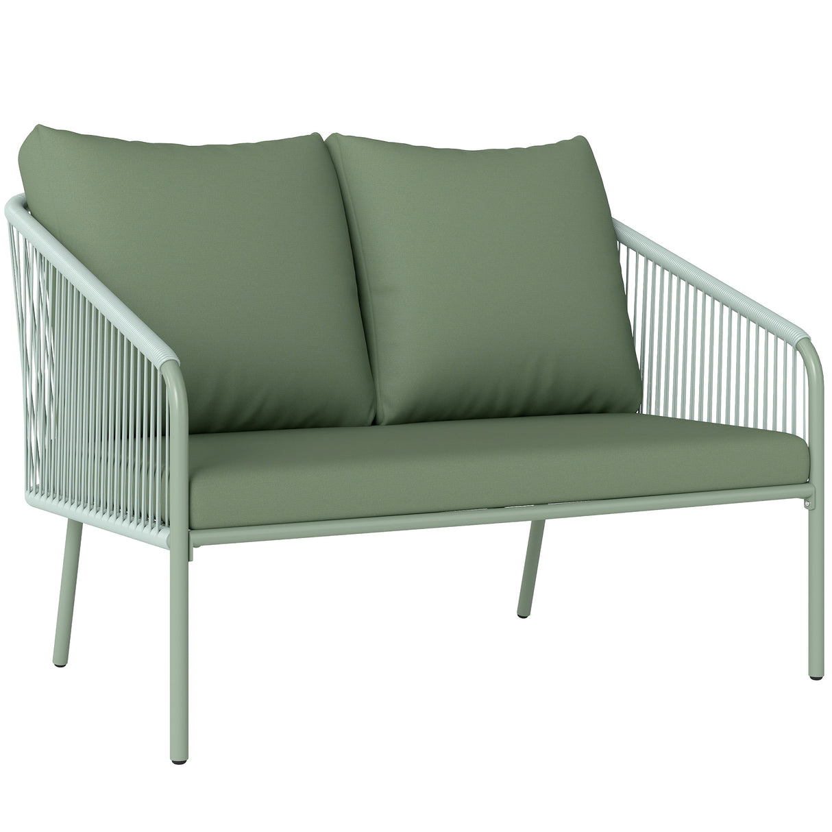 easycomfort easycomfort divano da giardino 2 posti in rattan pe stile boho con cuscini sfoderabili e braccioli verde