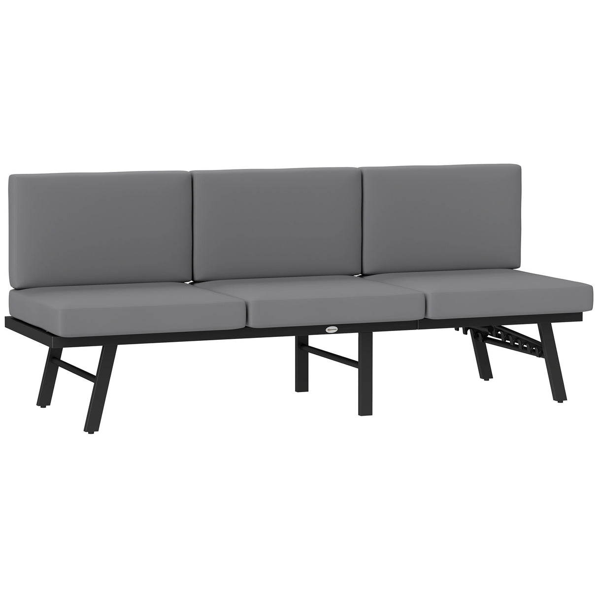 easycomfort easycomfort divano da giardino 3 in 1 reclinabile su 5 posizioni con cuscini 180x63 5x68 cm grigio