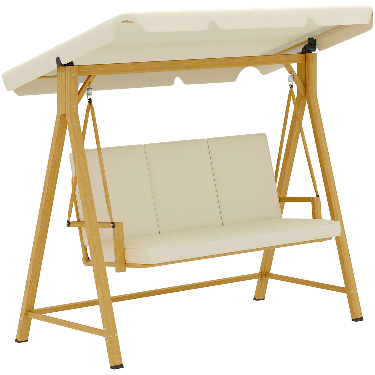 easycomfort easycomfort dondolo da giardino 3 posti con tettuccio regolabile e cuscini 195x120x170 cm beige