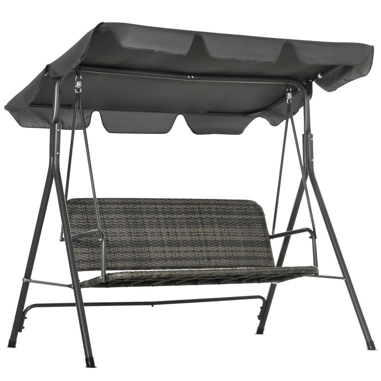 easycomfort easycomfort dondolo da giardino 3 posti con tettuccio regolabile in rattan pe 167x112x153cm grigio scuro