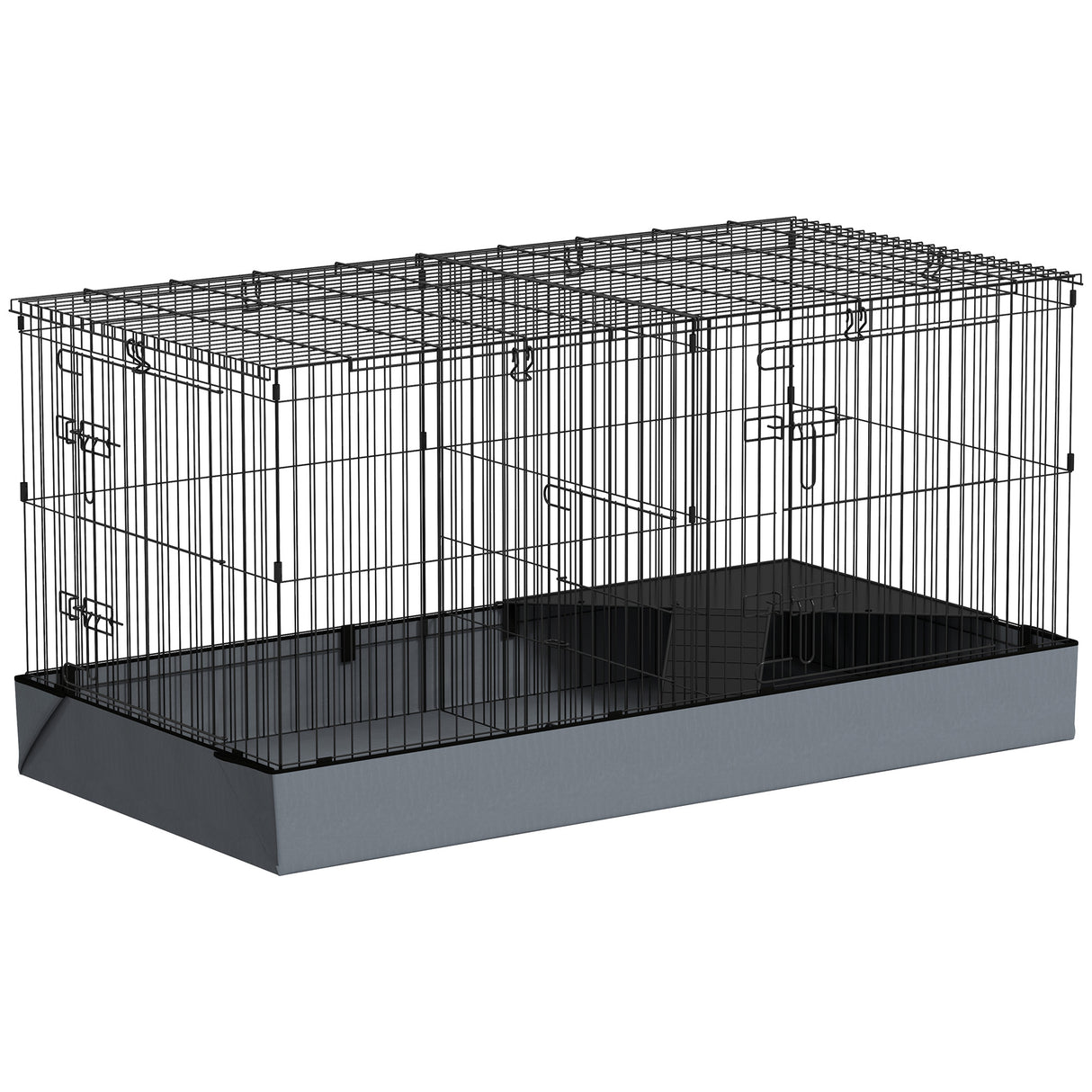 easycomfort easycomfort gabbia per animali piccoli 2 in 1 coperchio rimovibile e sezioni separate 121x61x61 cm nero