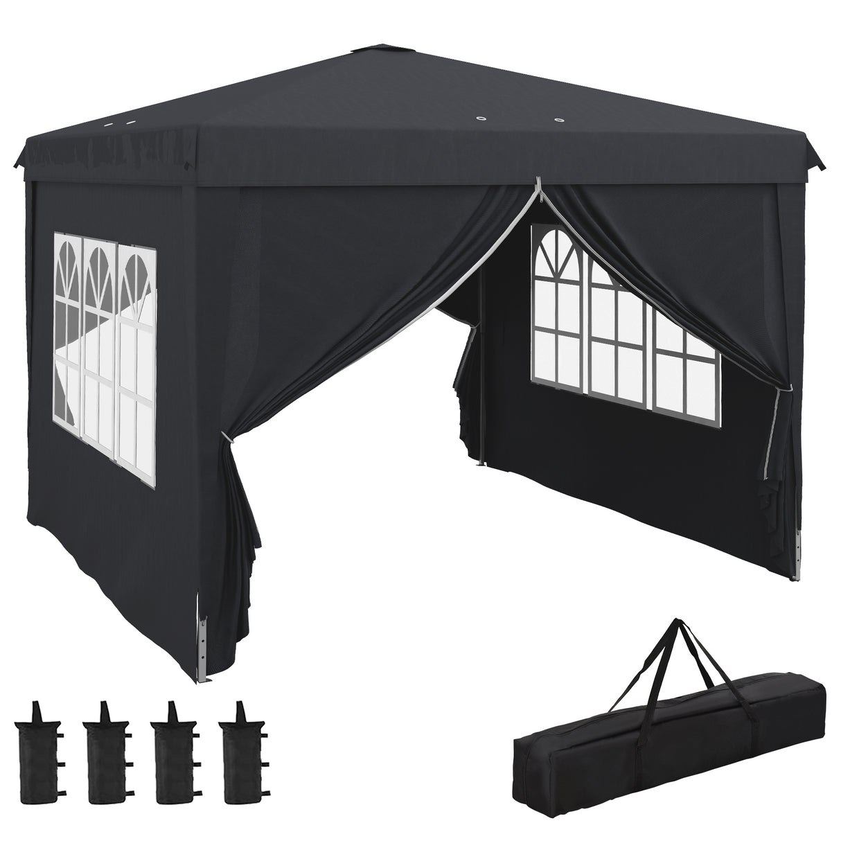 easycomfort easycomfort gazebo 3x3 ad altezza regolabile con fori di drenaggio e borsa da trasporto in metallo grigio