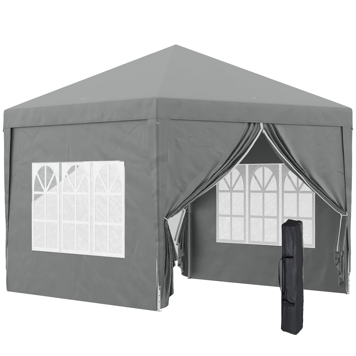 easycomfort easycomfort gazebo da esterno 3x3 m pieghevole con 4 pannelli laterali in acciaio e tessuto oxford grigio chiaro