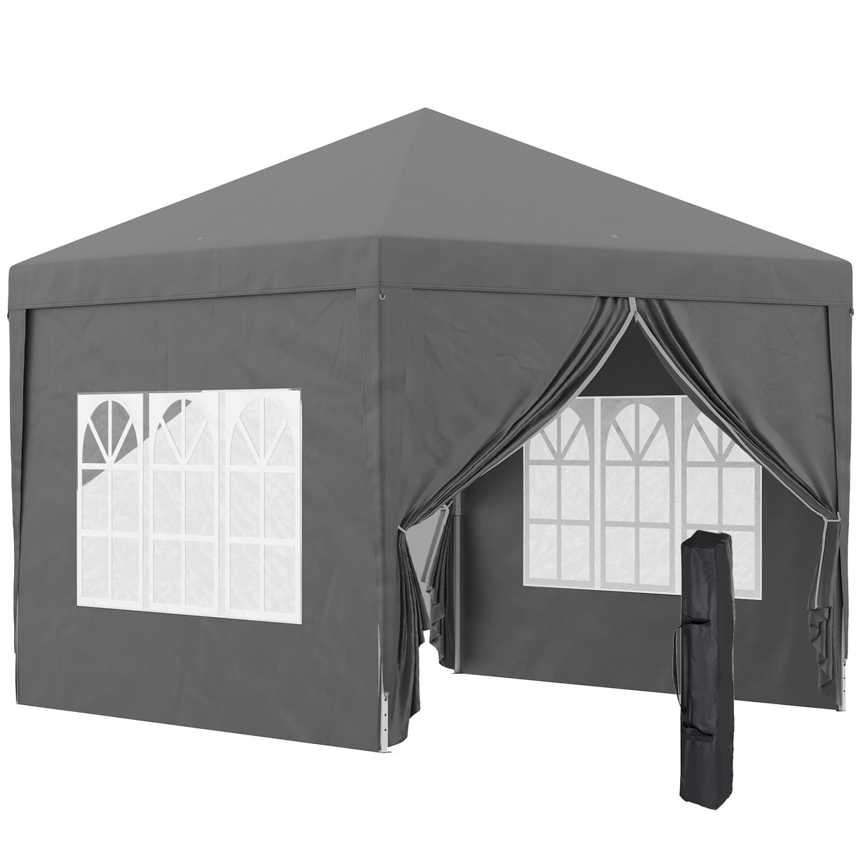 easycomfort easycomfort gazebo da esterno 3x3 m pieghevole con 4 pannelli laterali in acciaio e tessuto oxford grigio