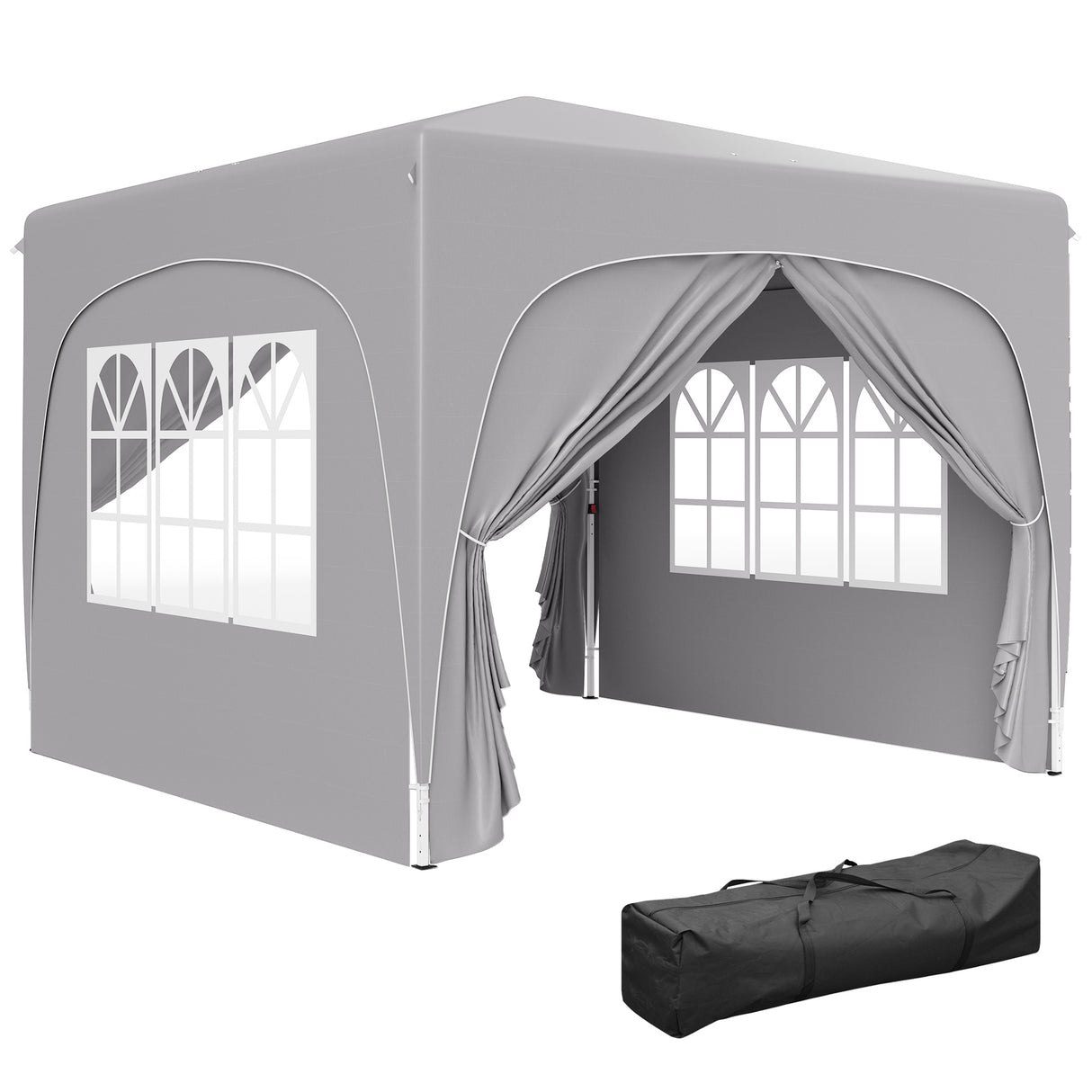 easycomfort easycomfort gazebo da giardino 3x3m pieghevole con altezza regolabile protezione upf50 e borsa grigio chiaro