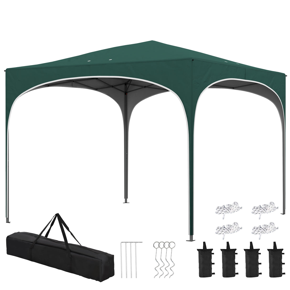 easycomfort easycomfort gazebo da giardino ad altezza regolabile con fori di drenaggio e borsa da trasporto in metallo verde