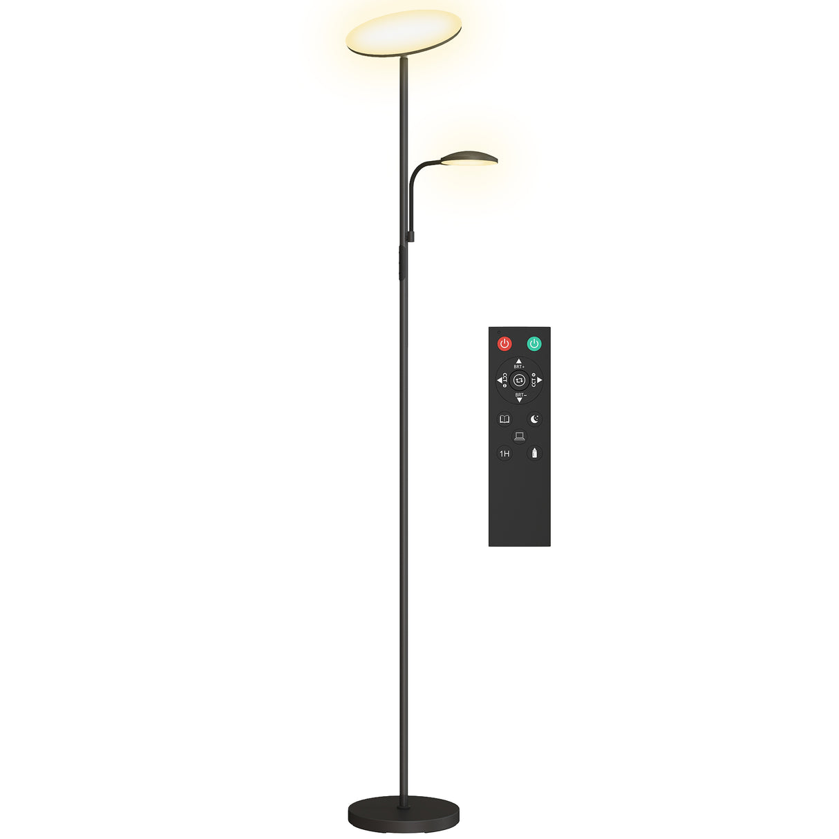 easycomfort easycomfort lampada da terra con 2 punti luce regolabile a 4 livelli temperatura 2700k 6500k e telecomando nero