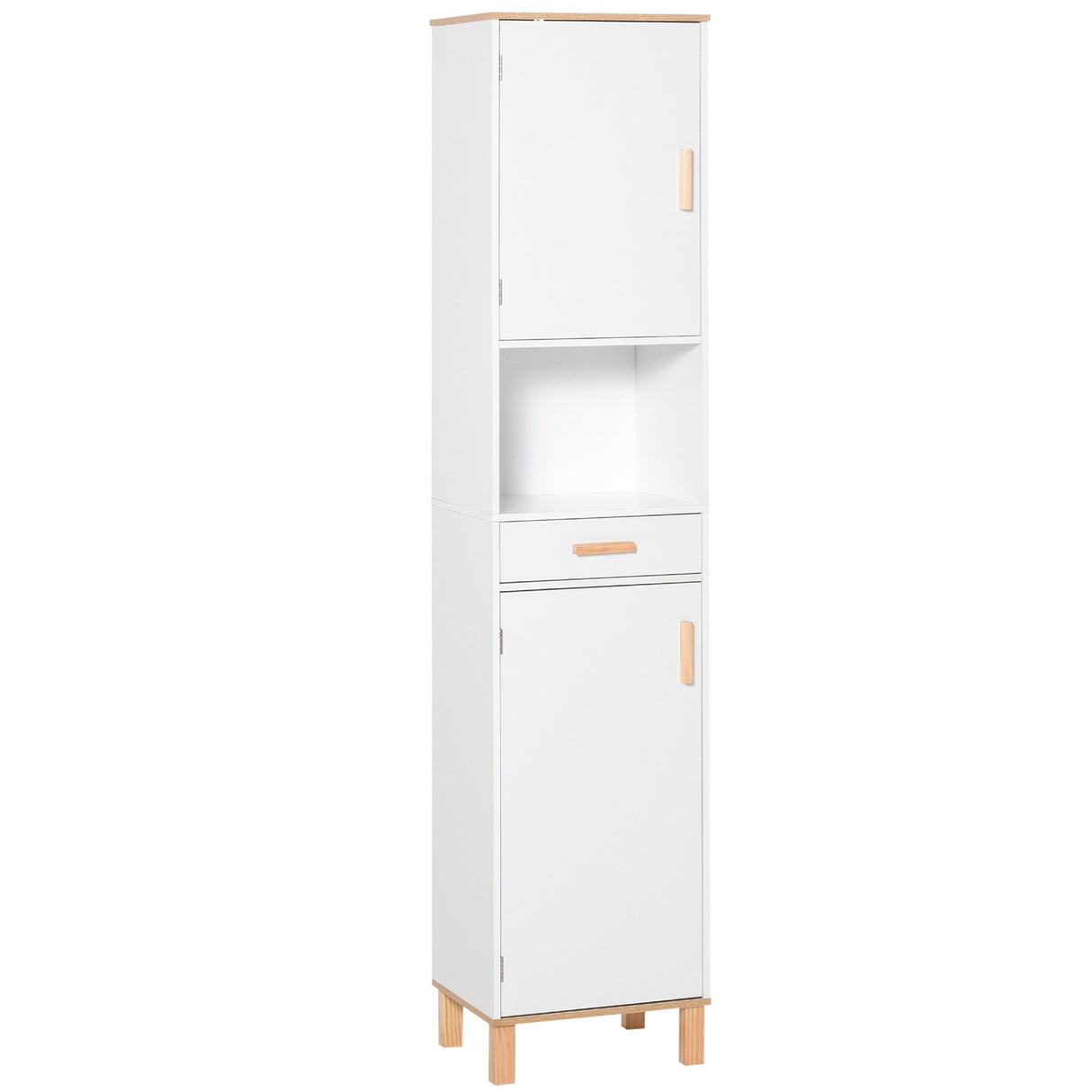 easycomfort easycomfort mobile bagno salvaspazio in legno mobile a colonna con armadietti e cassetto 39x30x180cm bianco ean 8054144139265