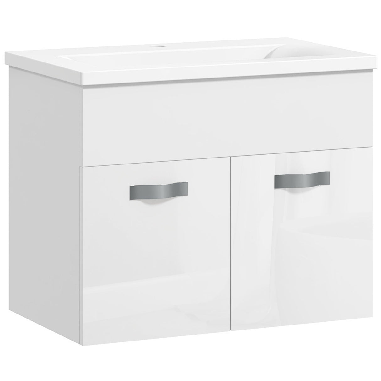 easycomfort easycomfort mobile bagno sospeso con lavabo armadietto a 2 ante con cerniere ammortizzate 61x40x50cm bianco lucido